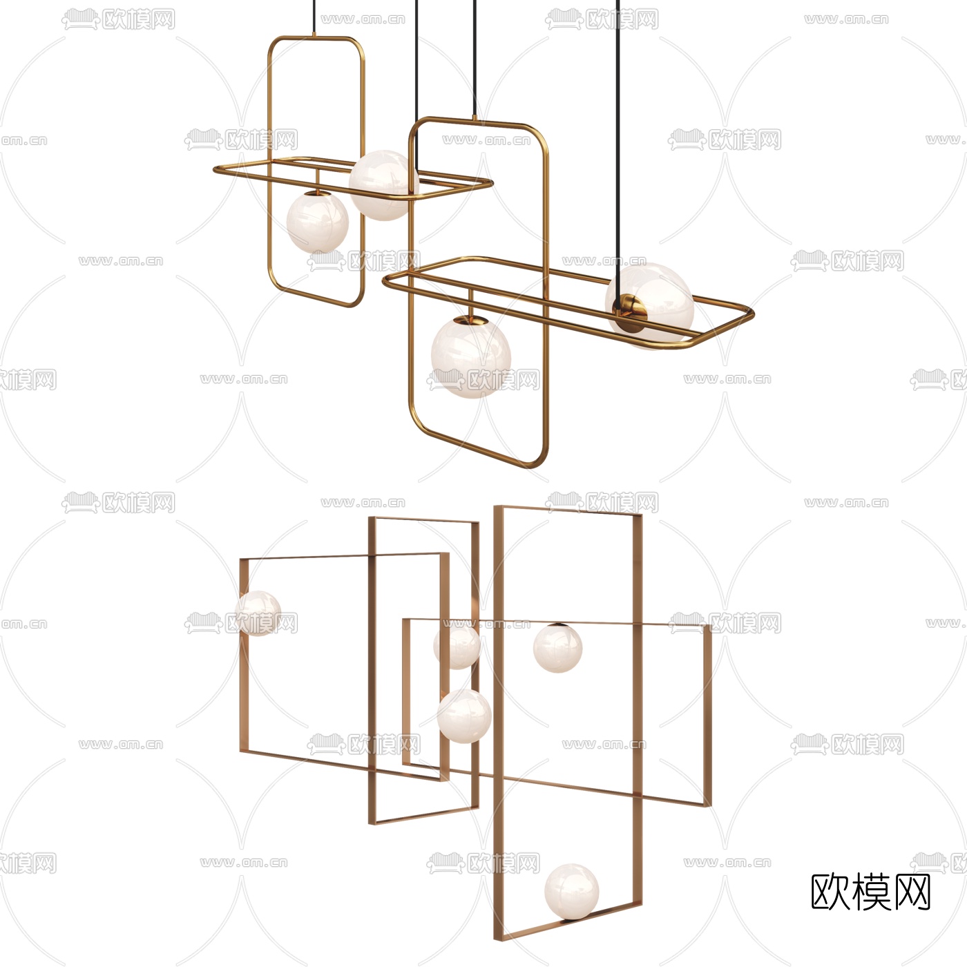 现代金属吊灯3d模型