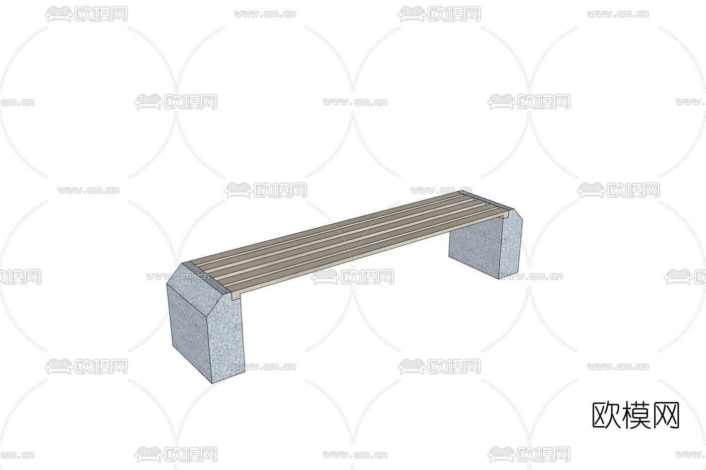 现代实木户外椅免费su模型下载