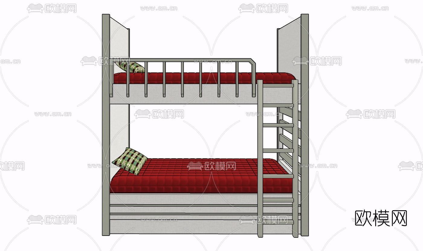 现代儿童床免费su模型下载
