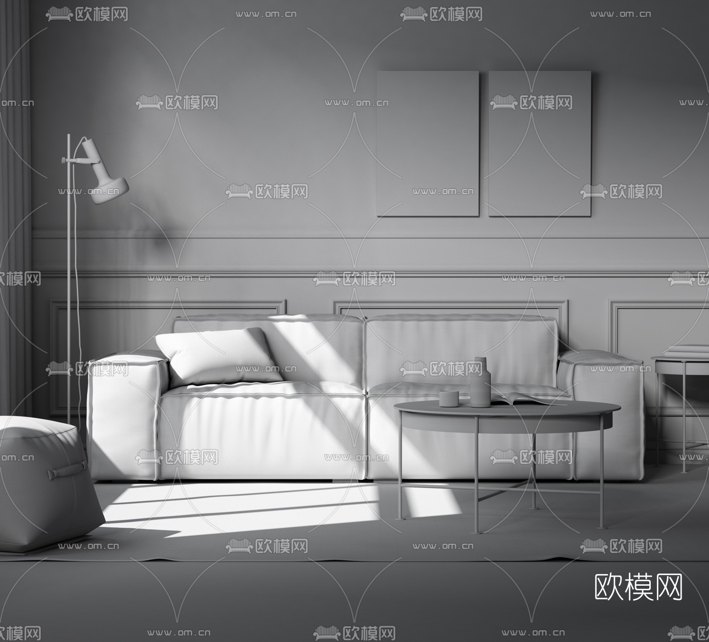 北欧皮革双人沙发3d模型
