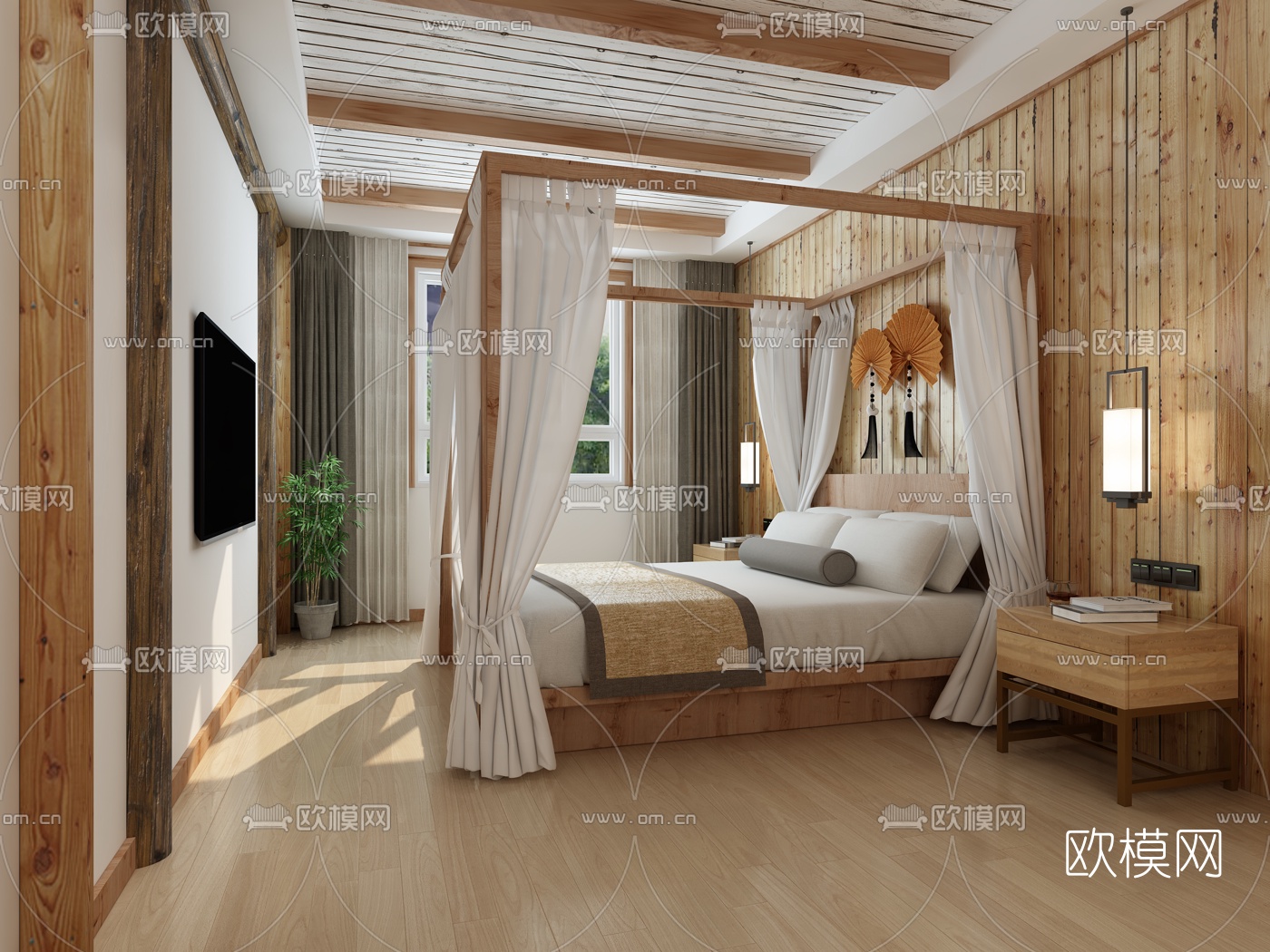 自然风民宿免费3d模型下载（渲染图2）