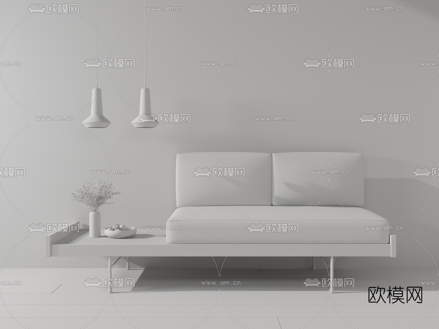 现代布艺双人沙发3d模型
