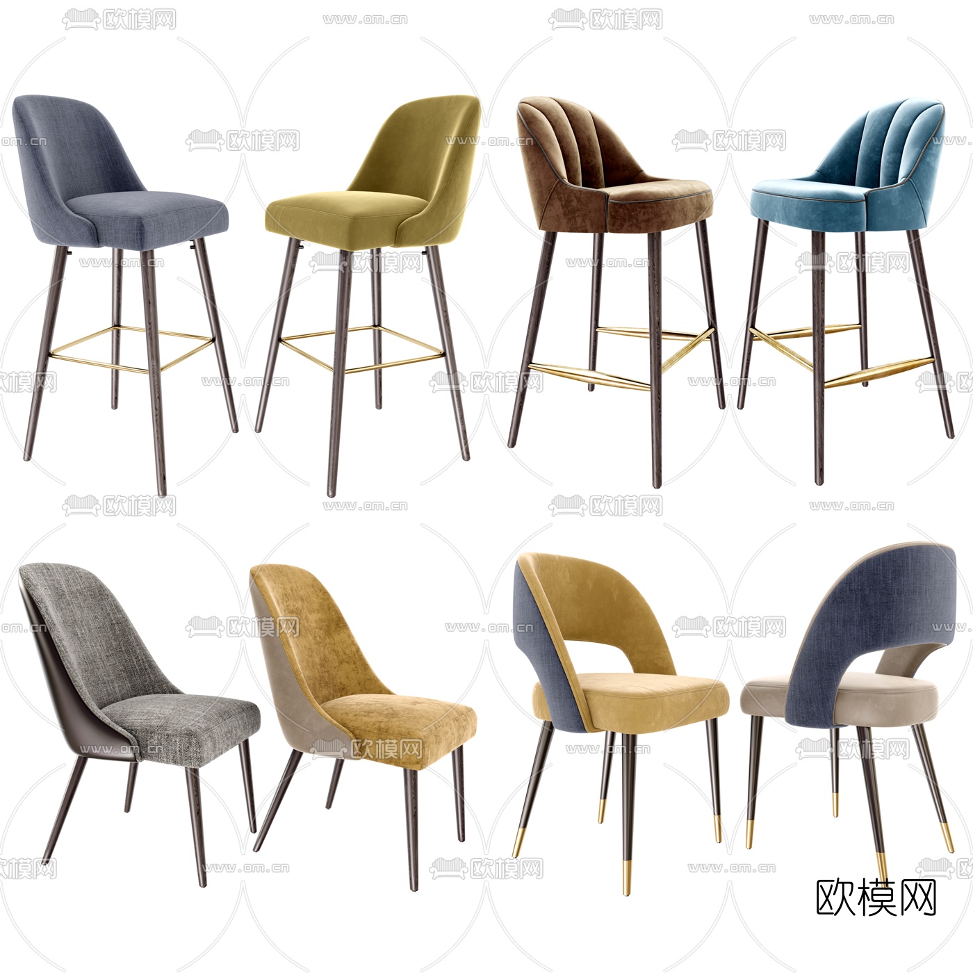 现代布艺单椅3d模型下载