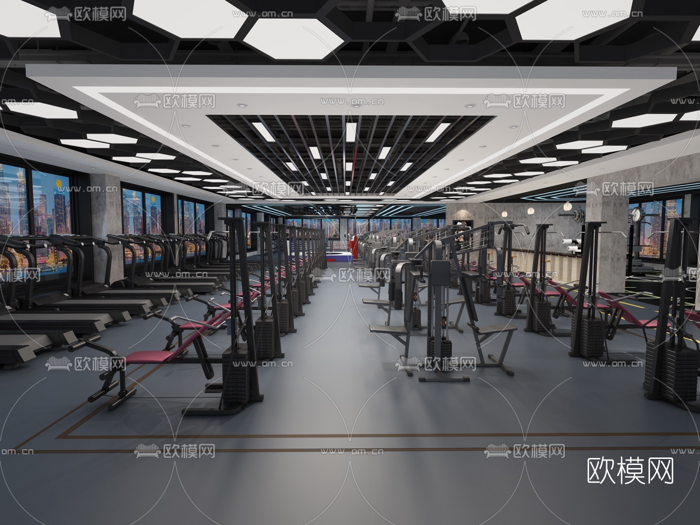 现代健身房3d模型下载（渲染图1）