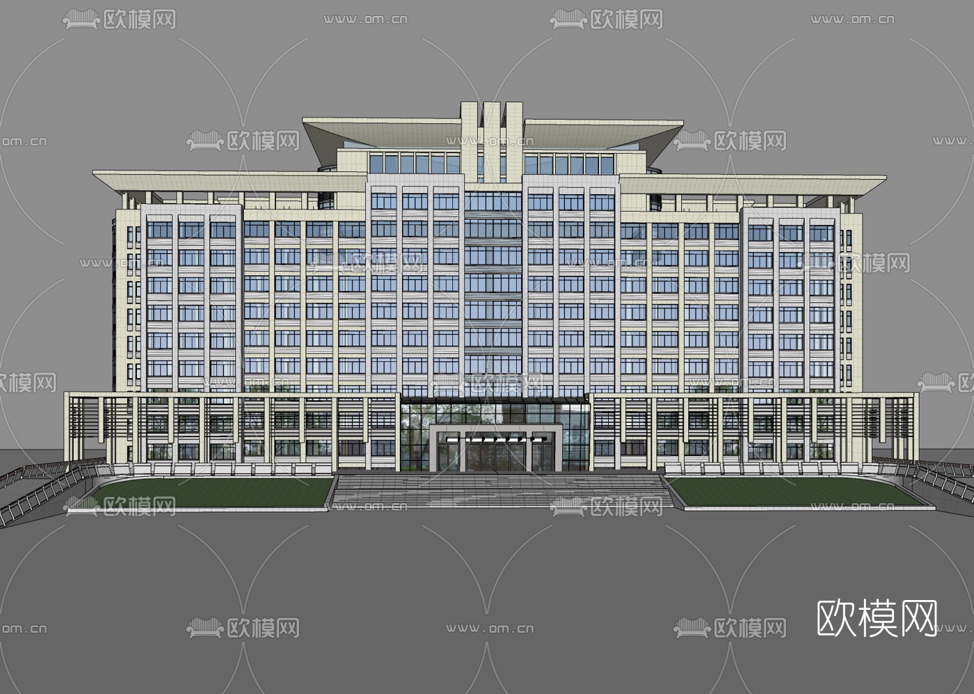 现代办公楼免费su模型下载