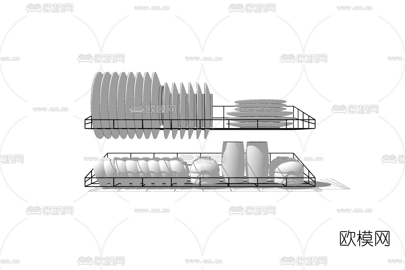 现代碗架免费su模型下载