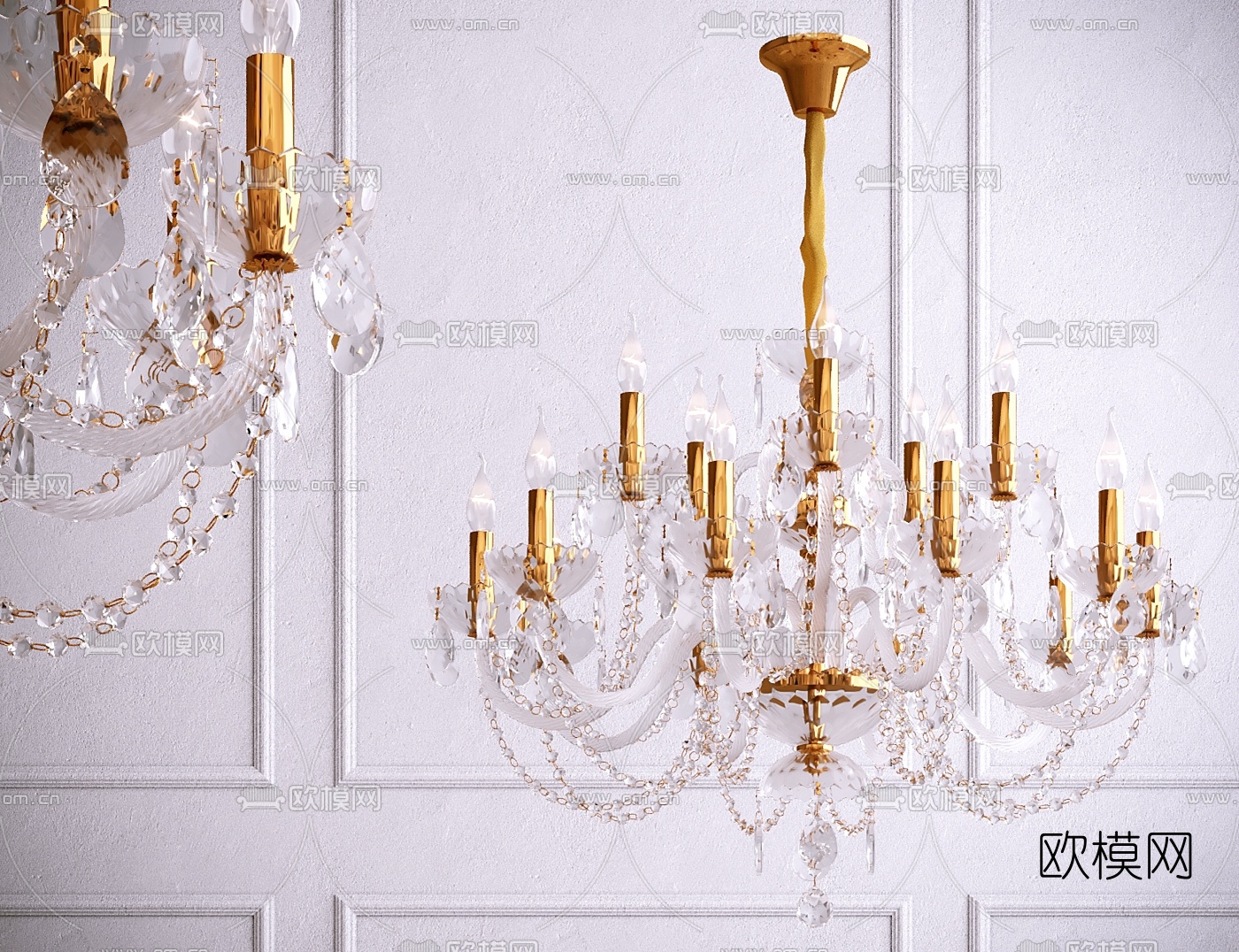 简欧多头烛台吊灯3d模型下载