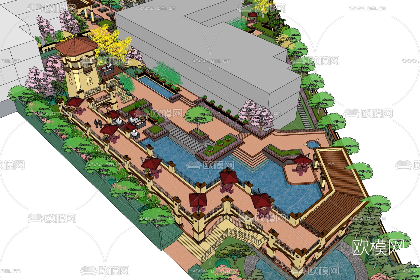 欧式园林规划免费su模型下载
