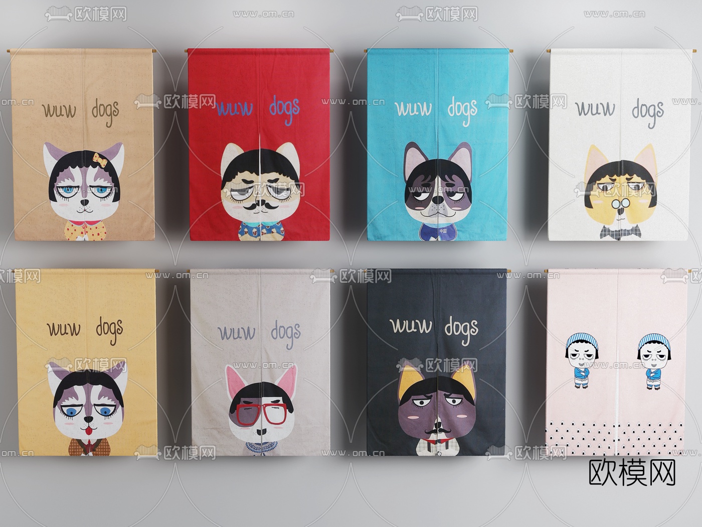 日式门帘窗帘挂帘3d模型下载