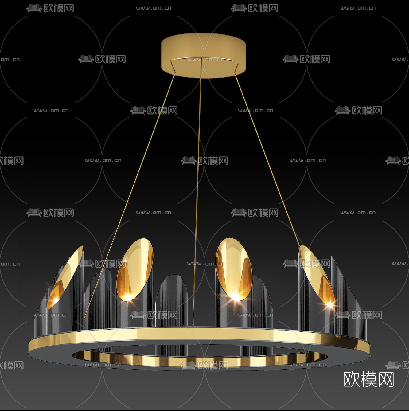 现代金属多头吊灯3d模型