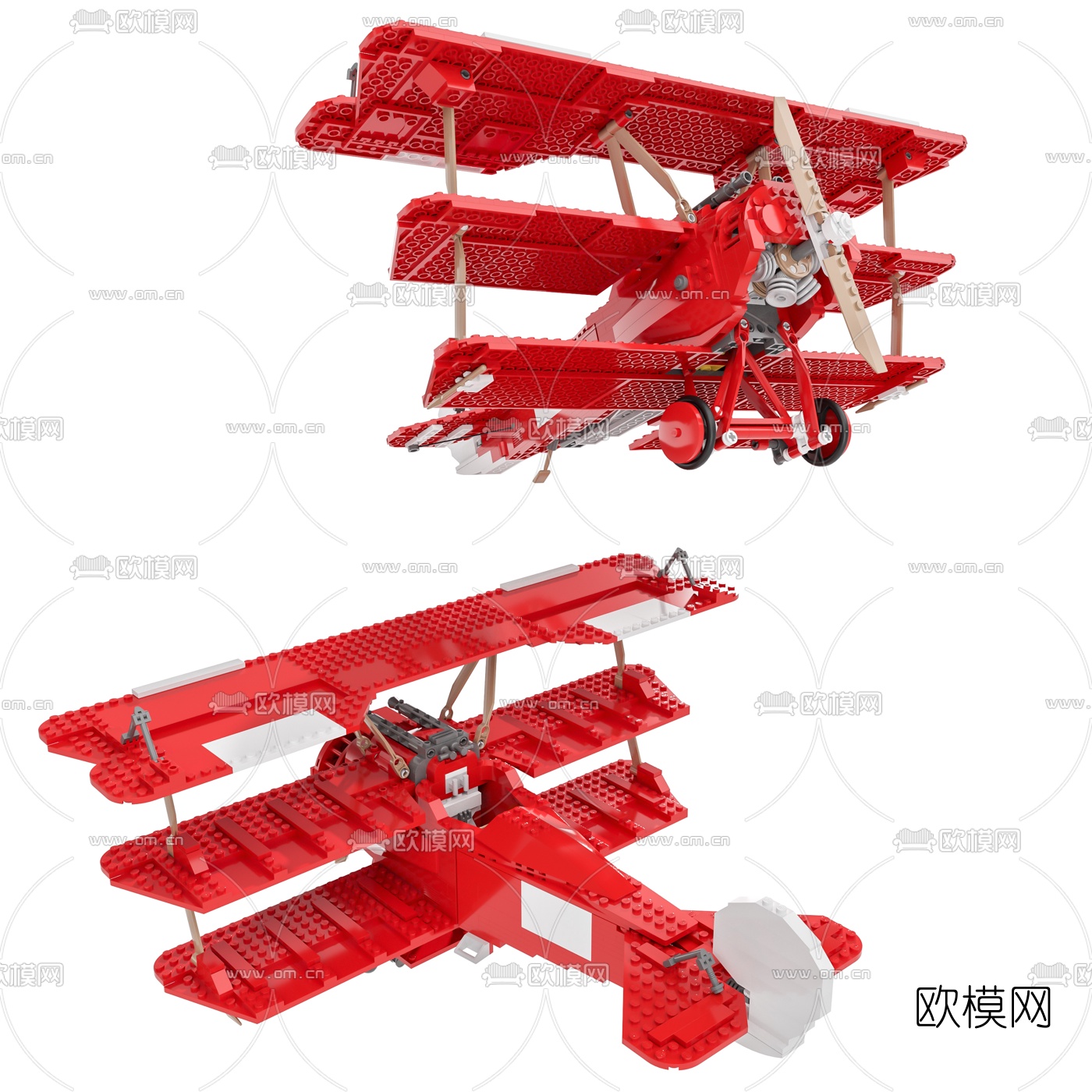 现代飞机乐高积木玩具3d模型下载（渲染图2）