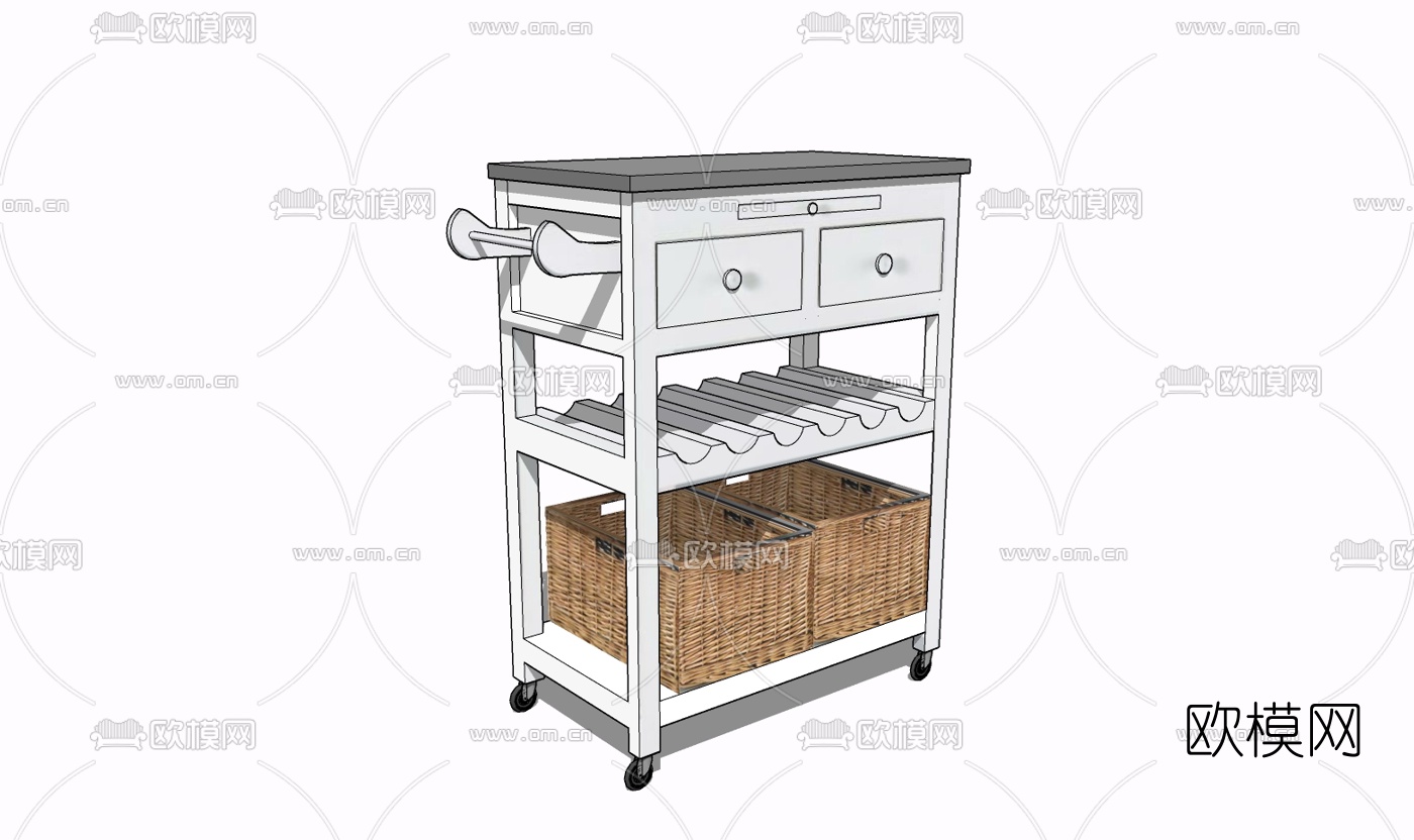 现代餐边柜免费su模型下载