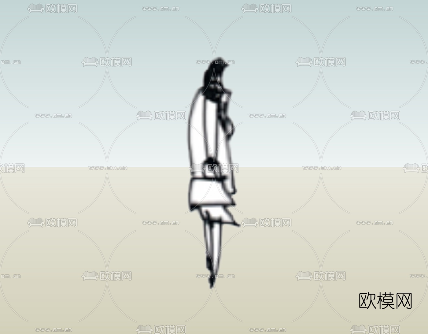 现代2d手绘人物组件免费su模型