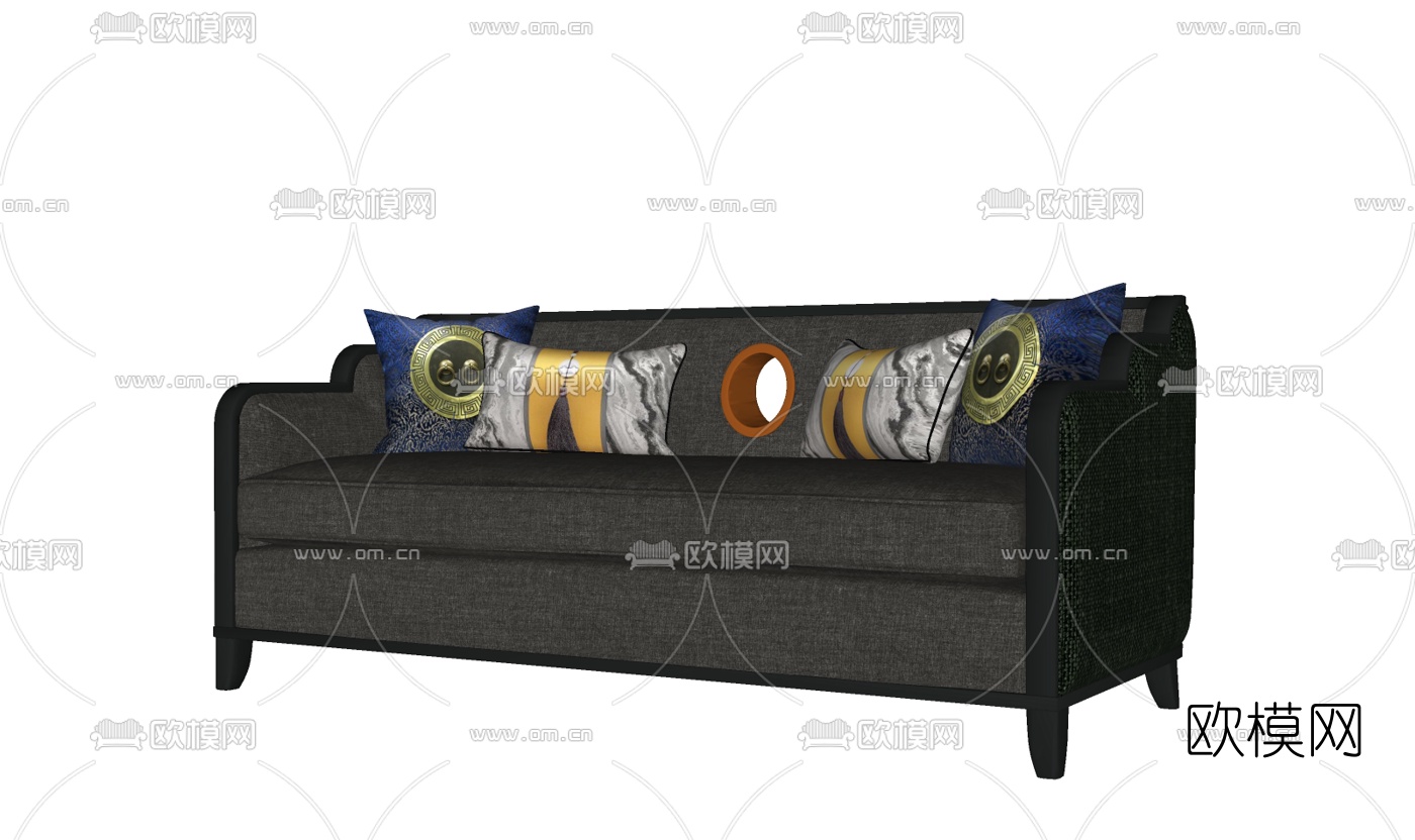 现代布艺多人沙发su模型下载