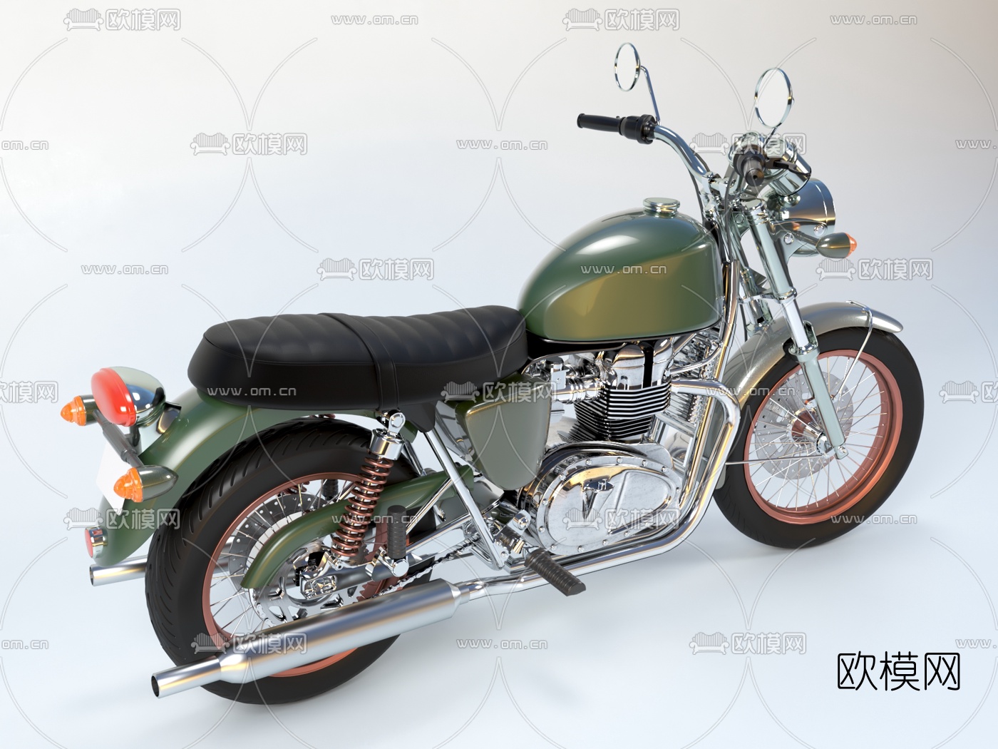 工业风哈雷摩托3d模型下载（渲染图2）