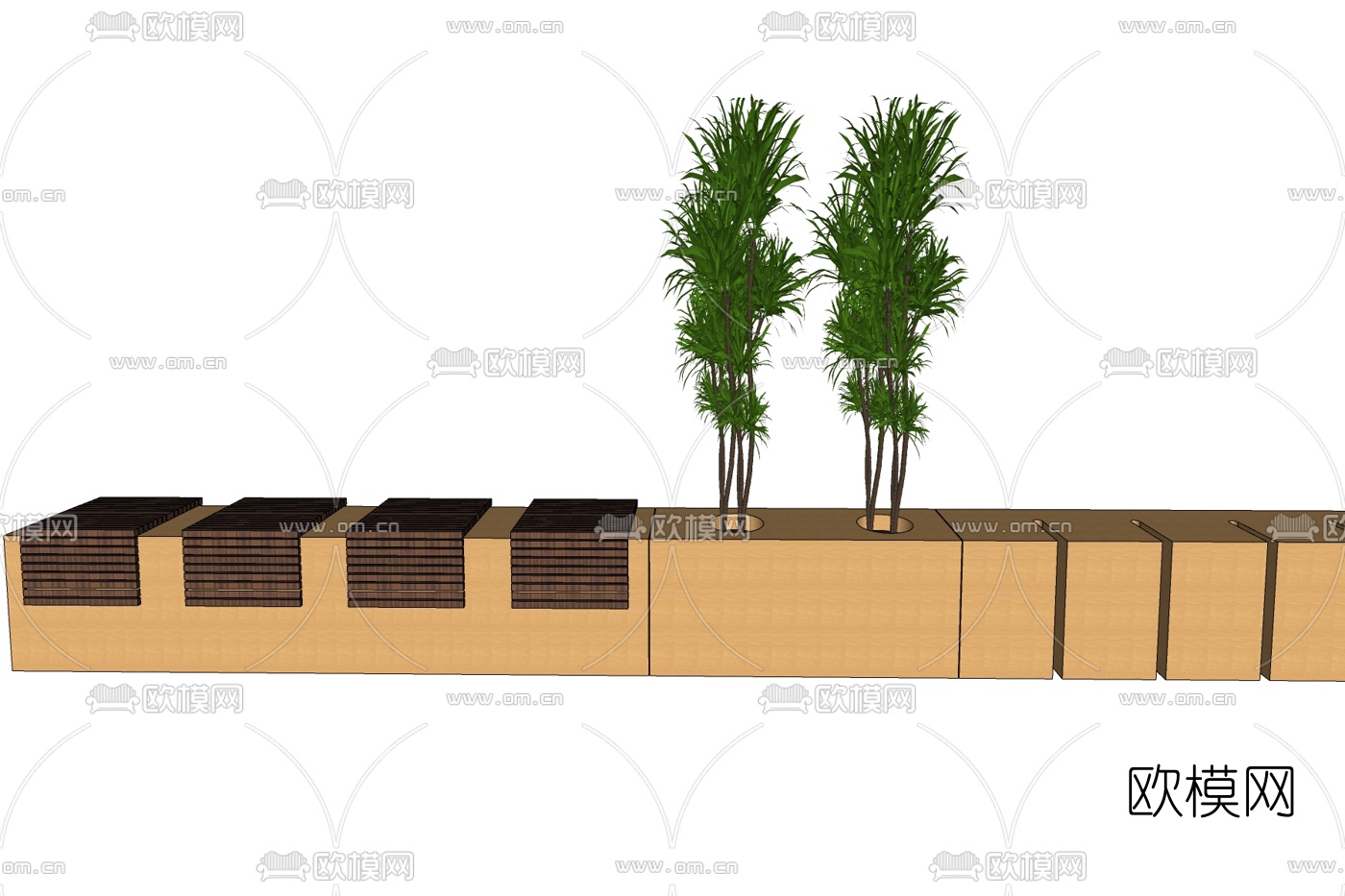 现代户外长凳免费su模型下载