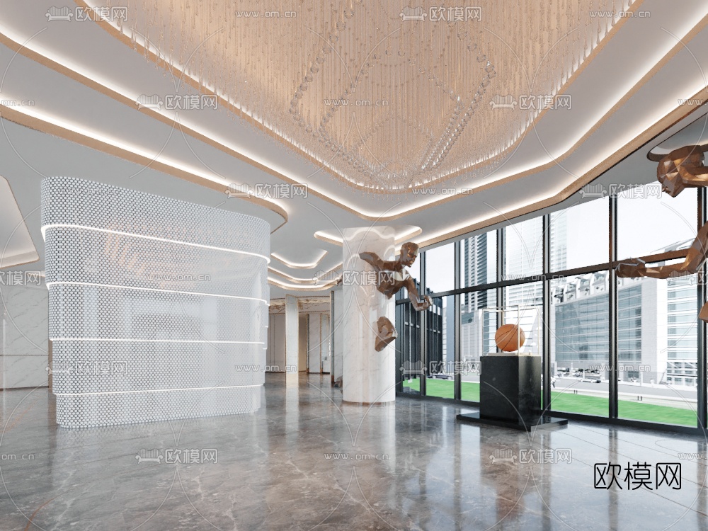 现代酒店大堂前厅免费3d模型