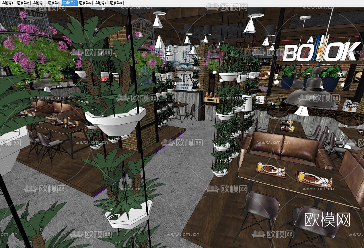 工业风主题餐厅su模型下载（渲染图5）