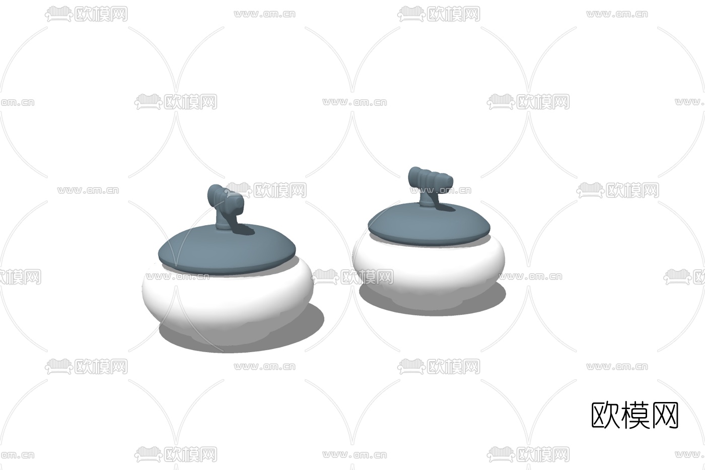 现代陶瓷罐组合免费su模型下载