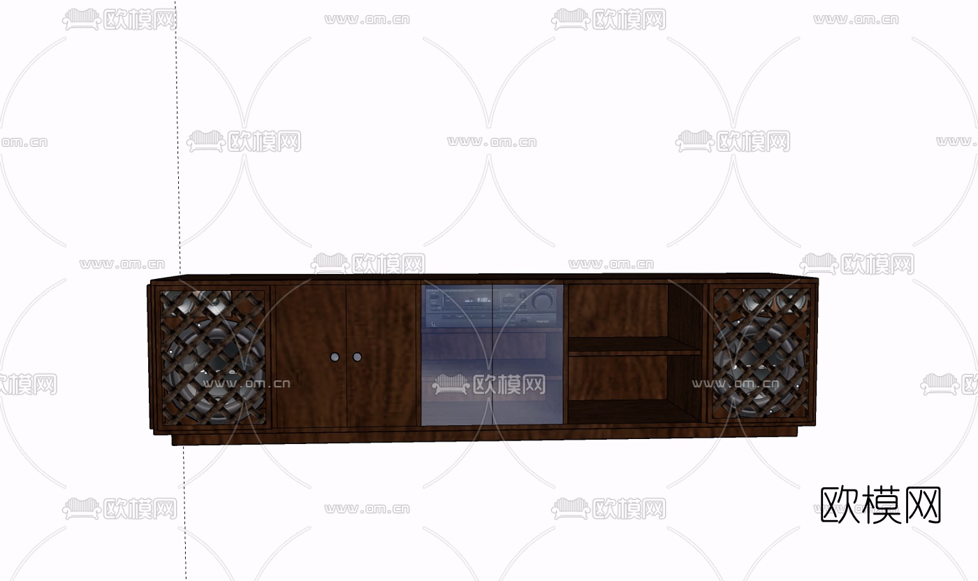 现代实木电视柜免费su模型下载