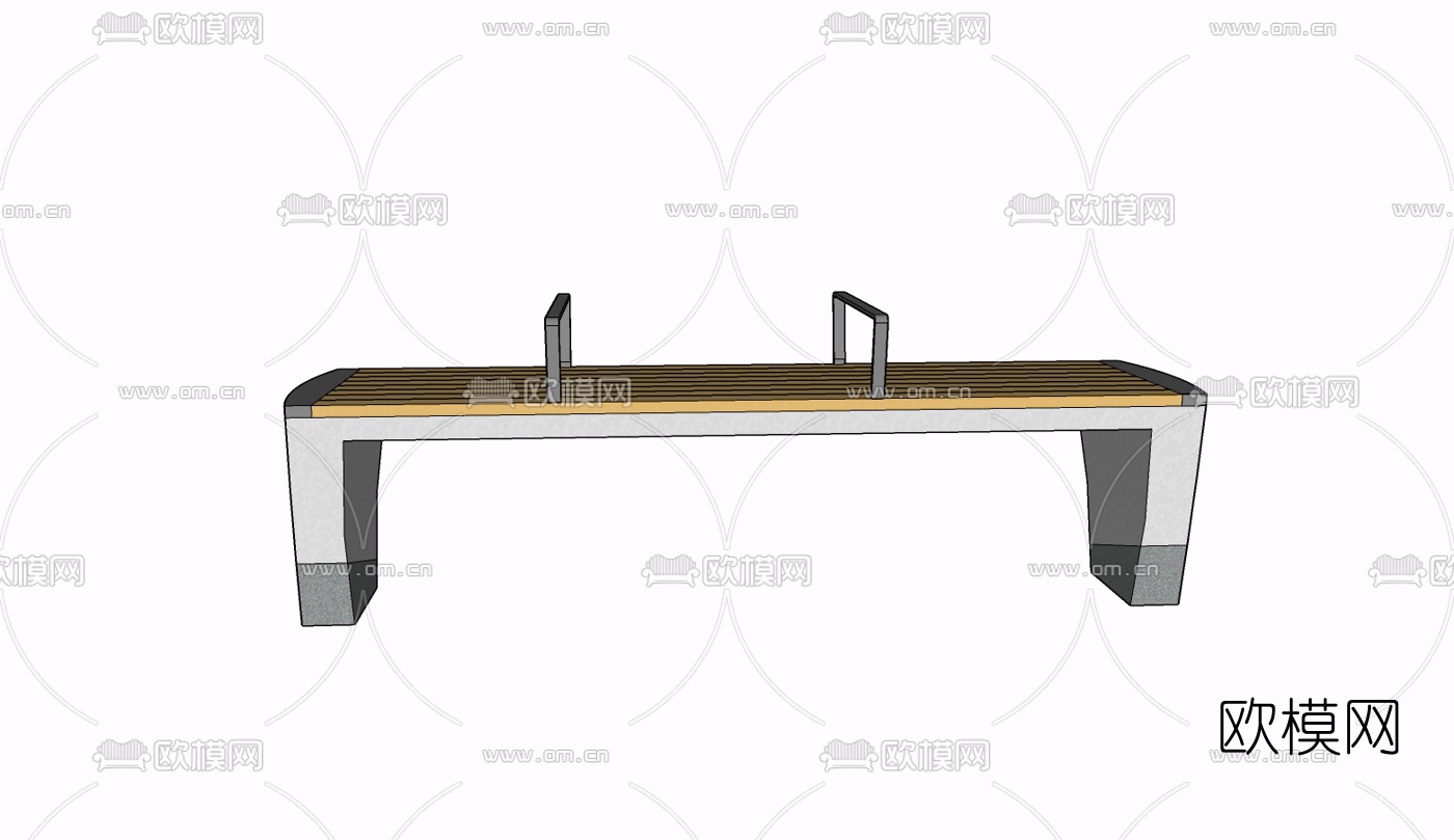 现代实木长椅免费su模型下载