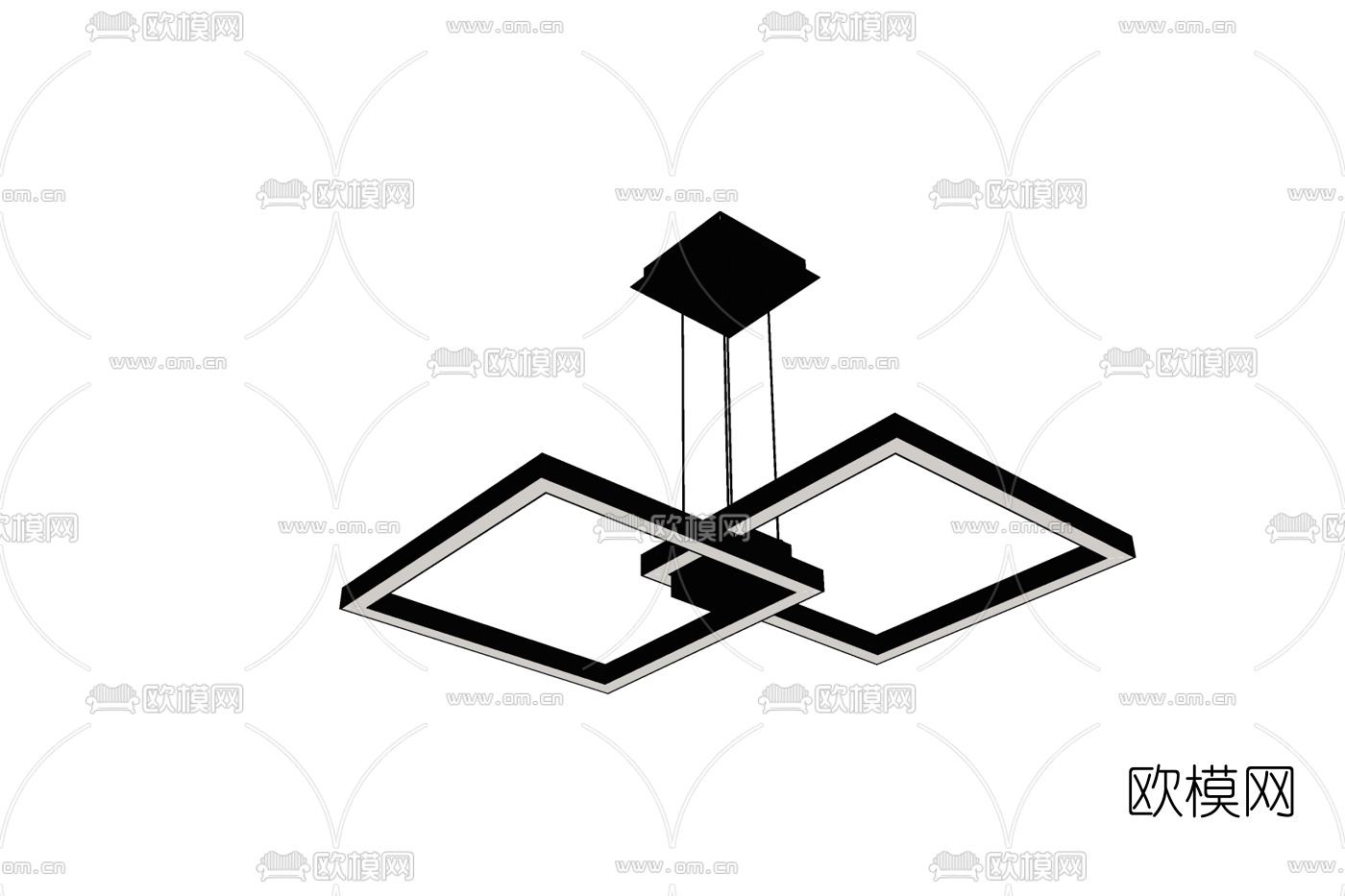 现代方形吊灯免费su模型下载