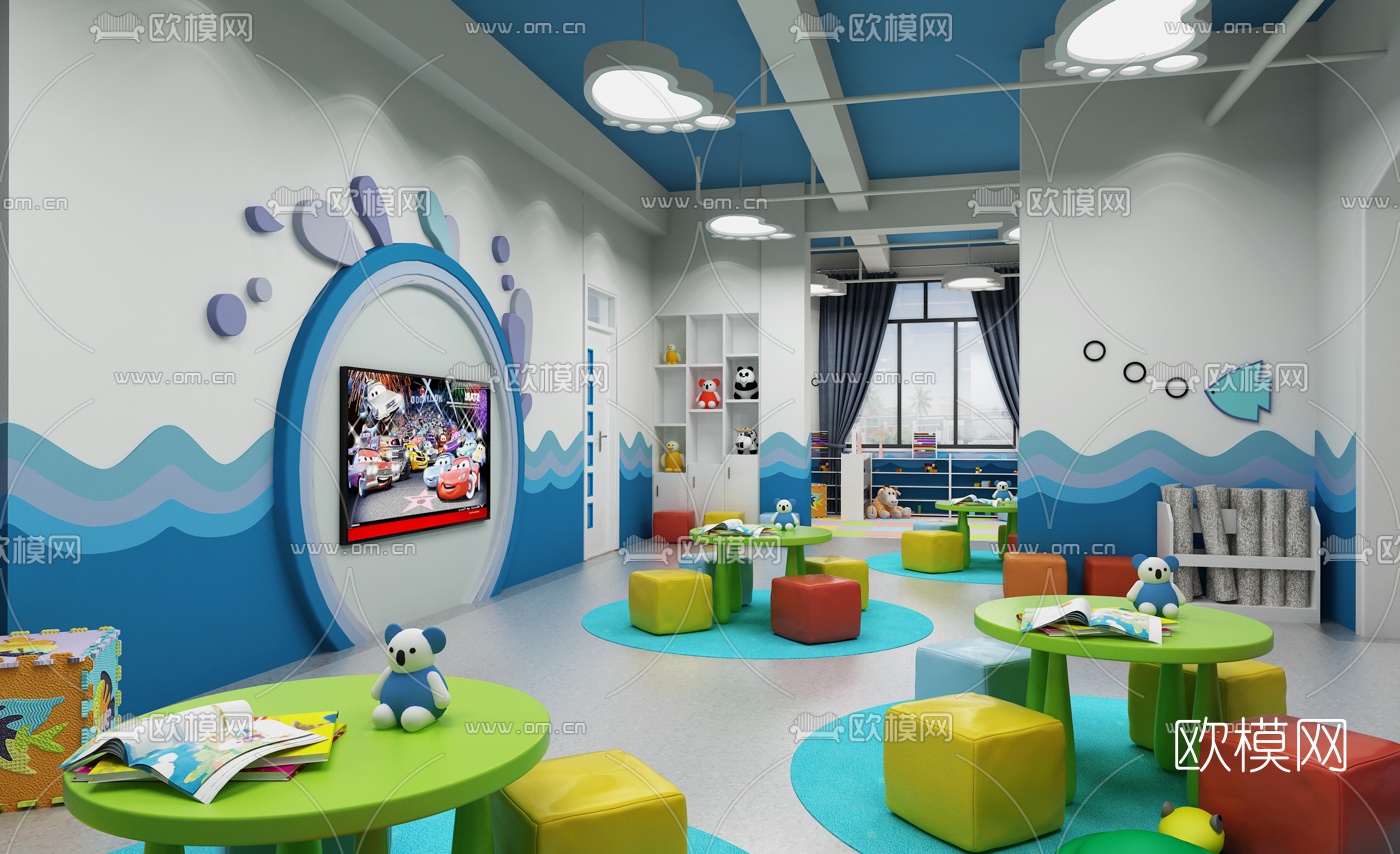 现代幼儿园教室3d模型