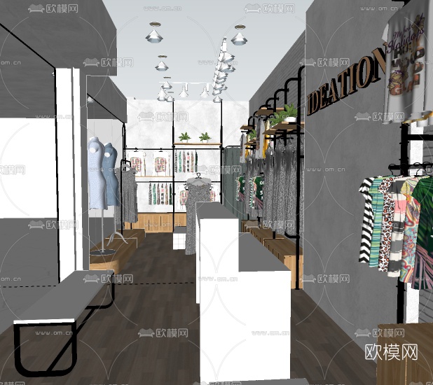 现代服装店su模型下载（渲染图2）