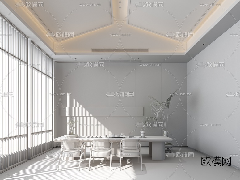 DAS大森设计 新中式茶室3d模型下载(渲染图2)