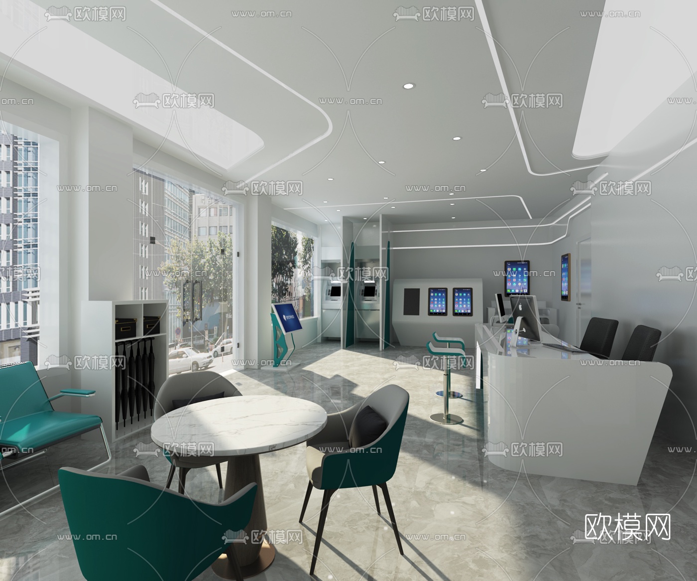 现代国家电网接待区3d模型下载（渲染图4）