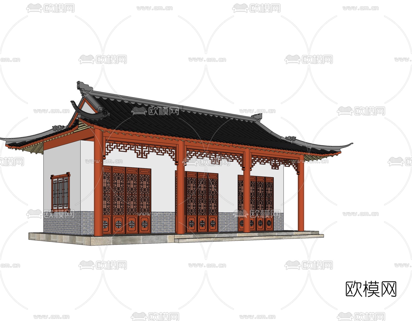 中式古建殿宇免费su模型下载