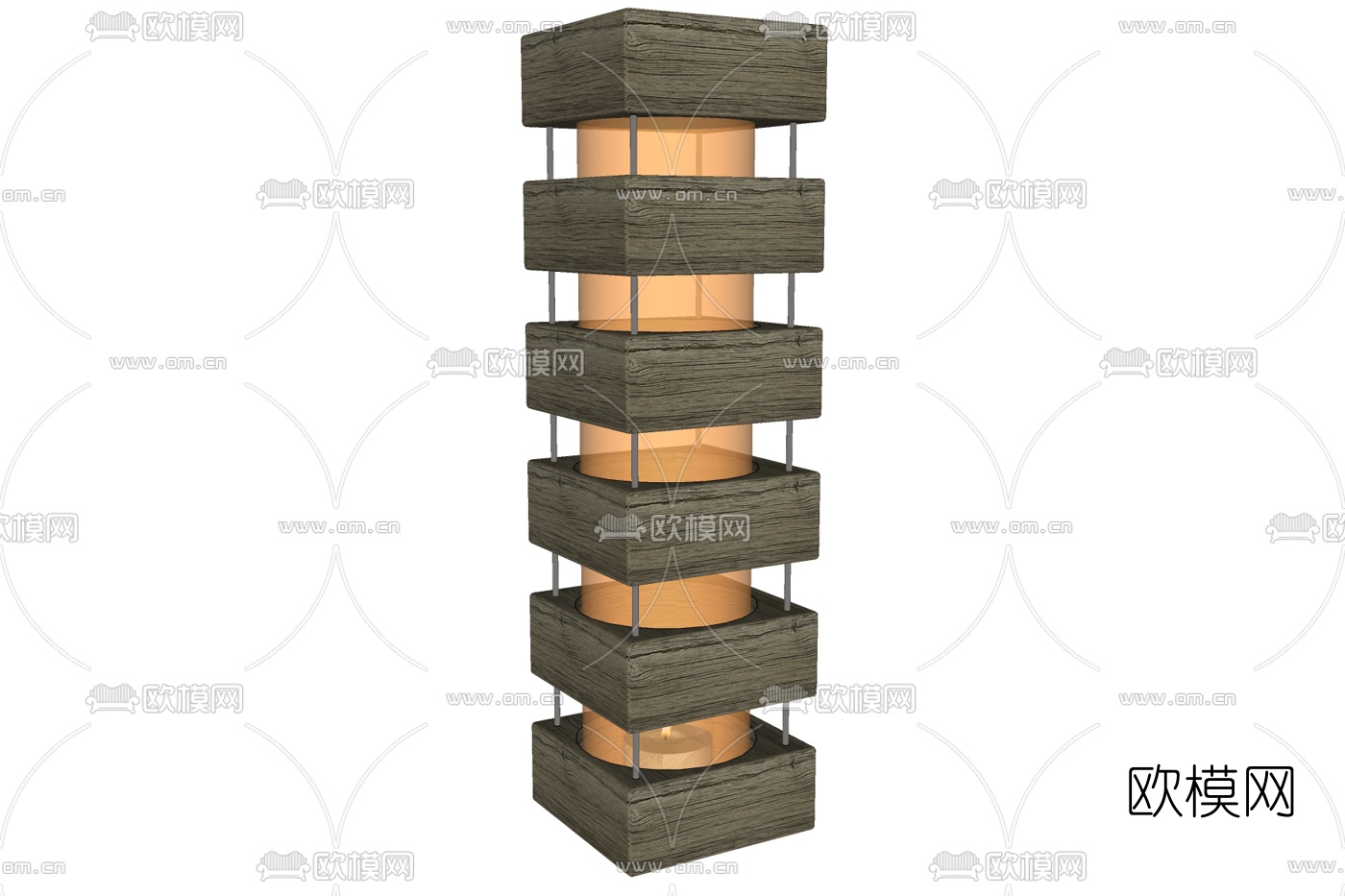 日式原木落地灯免费su模型下载