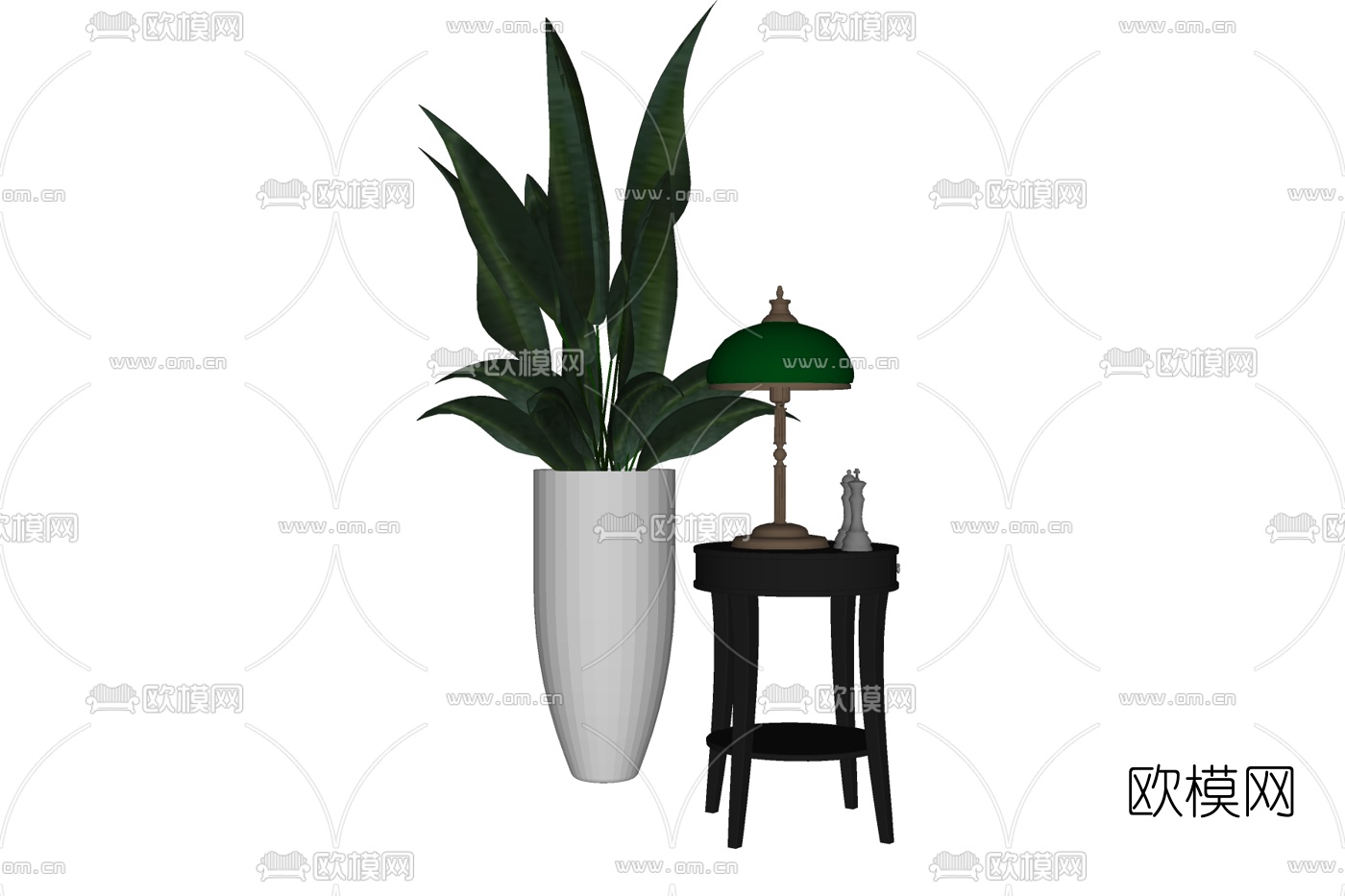 欧式圆几摆件免费su模型下载