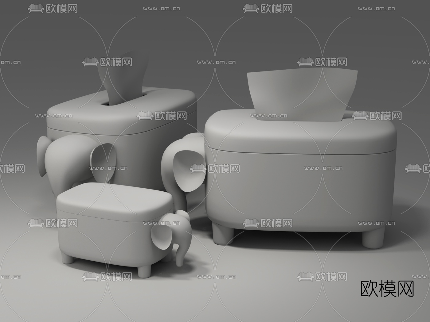 现代纸巾盒棉签盒3d模型
