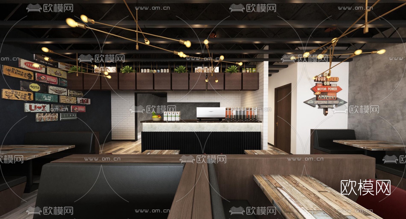 工业风茶餐厅vr全景3d模型