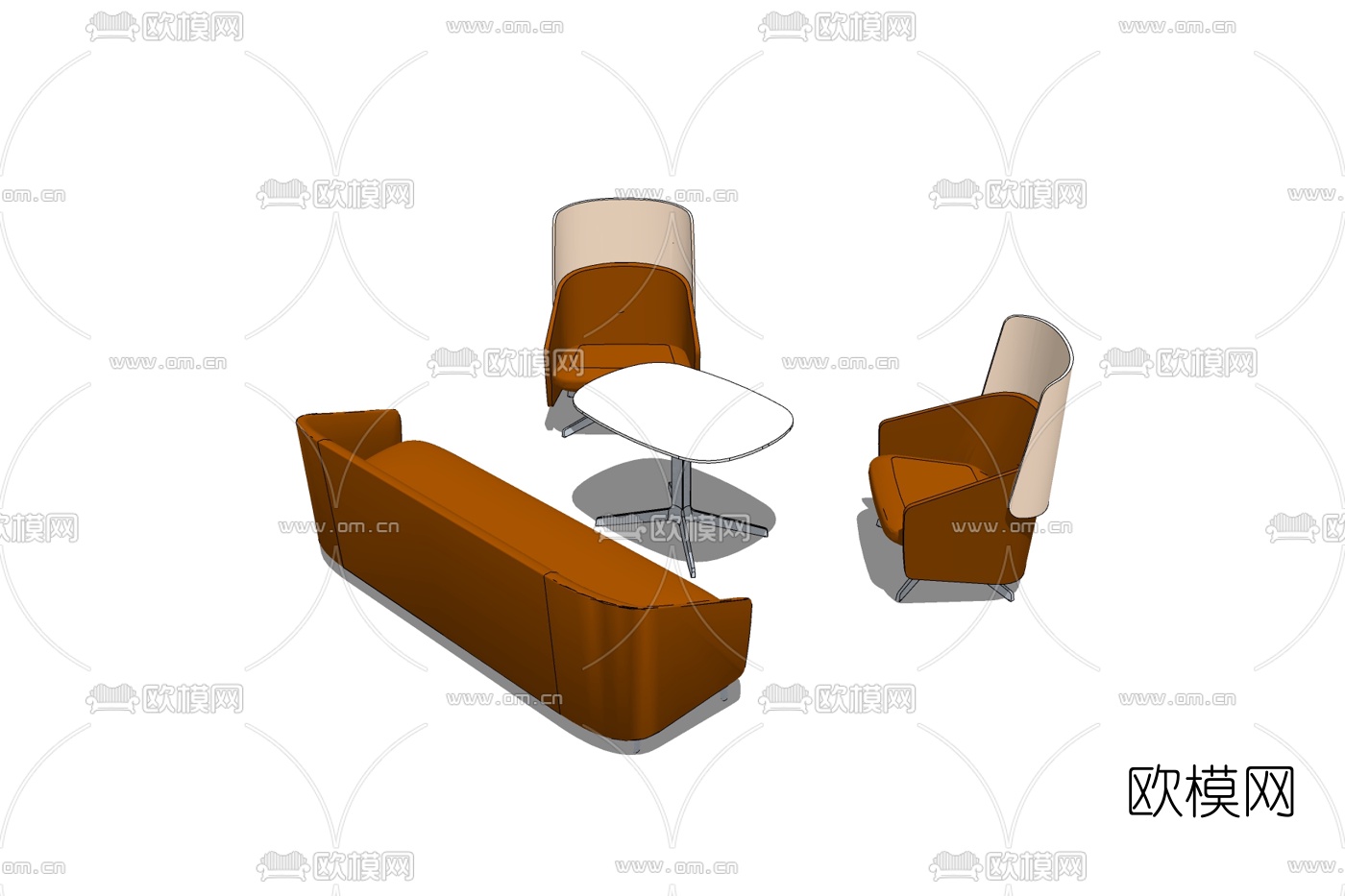现代办公沙发免费su模型下载