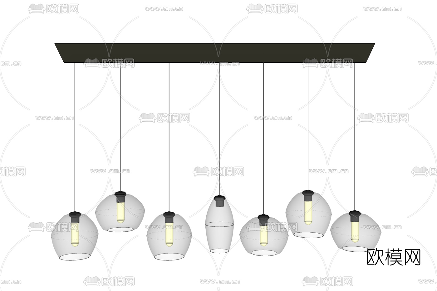 现代玻璃吊灯免费su模型下载