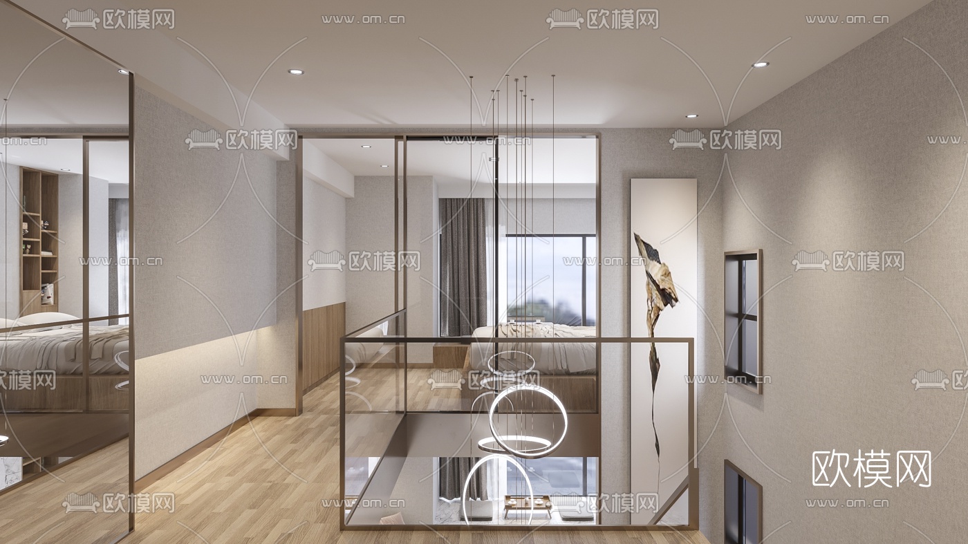 现代复式公寓卧室客厅免费3d模型