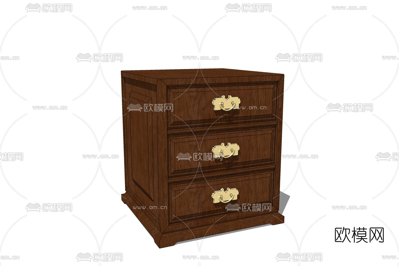 欧式实木床头柜免费su模型下载