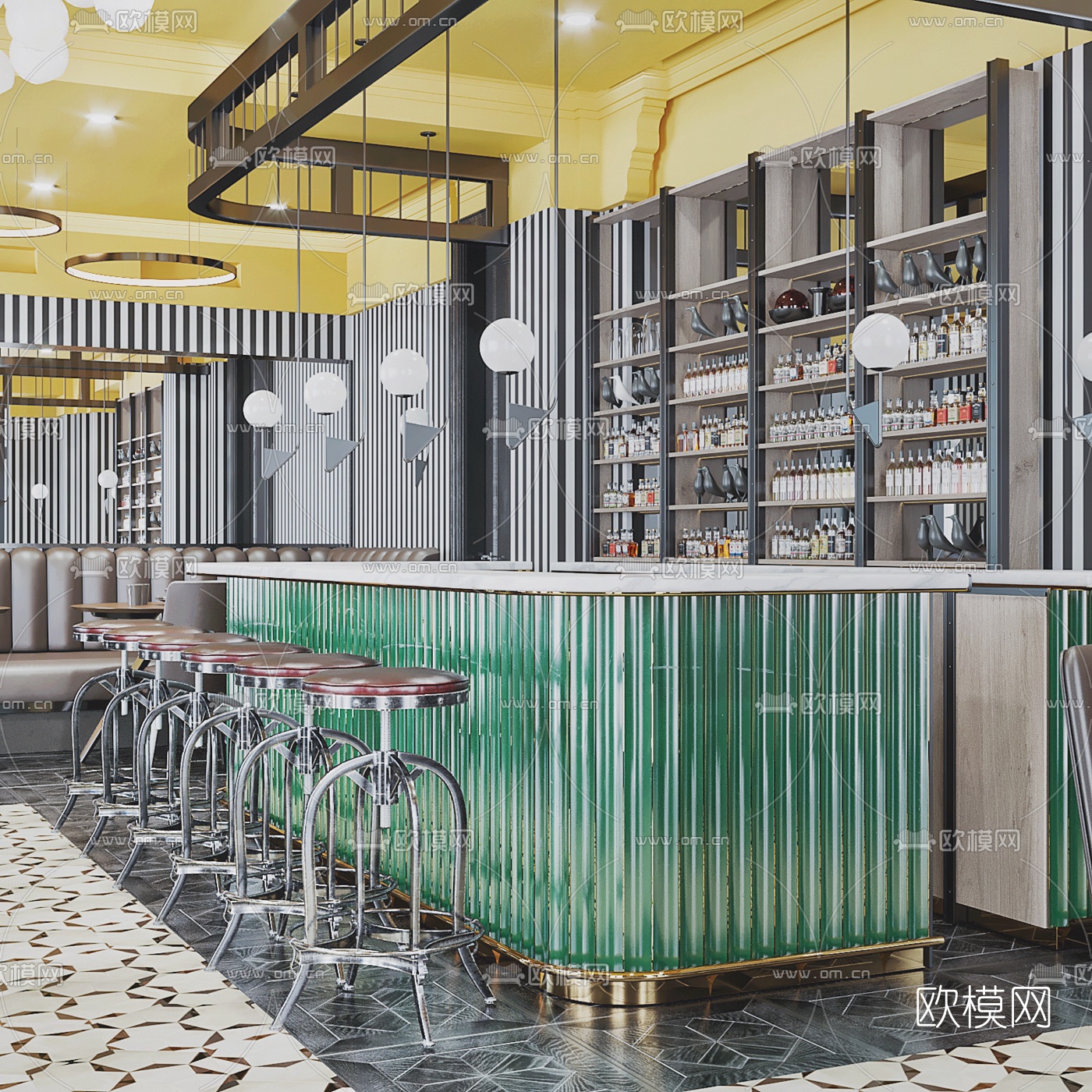 工业风主题餐厅3d模型下载（渲染图8）
