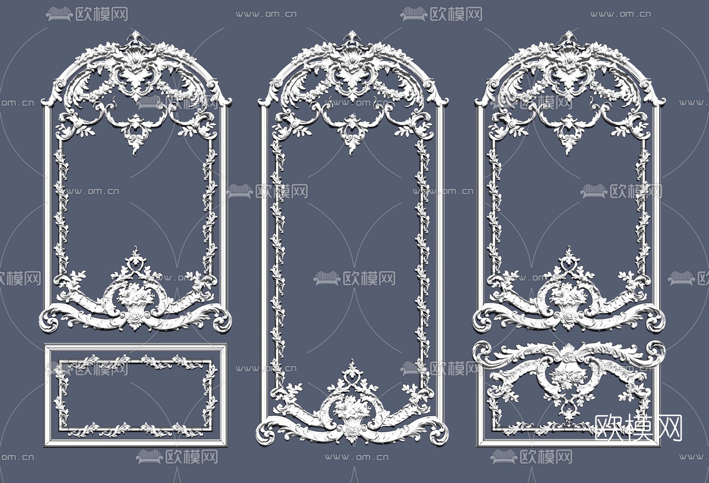 欧式雕花构件护墙板su模型下载