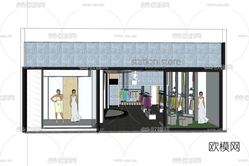 现代服装店免费su模型下载