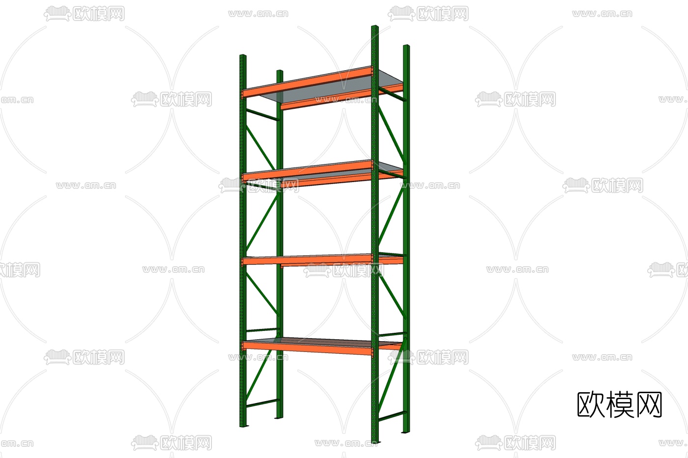 工业风货架置物架免费su模型下载