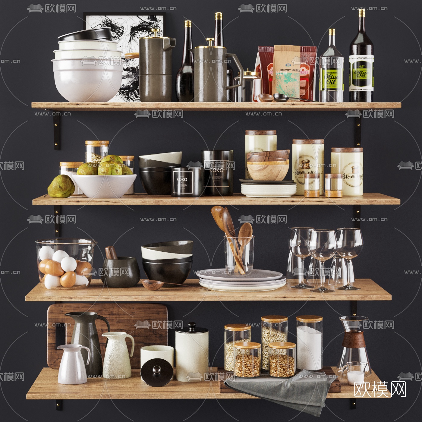 北欧调料餐具碗碟3d模型下载（渲染图1）