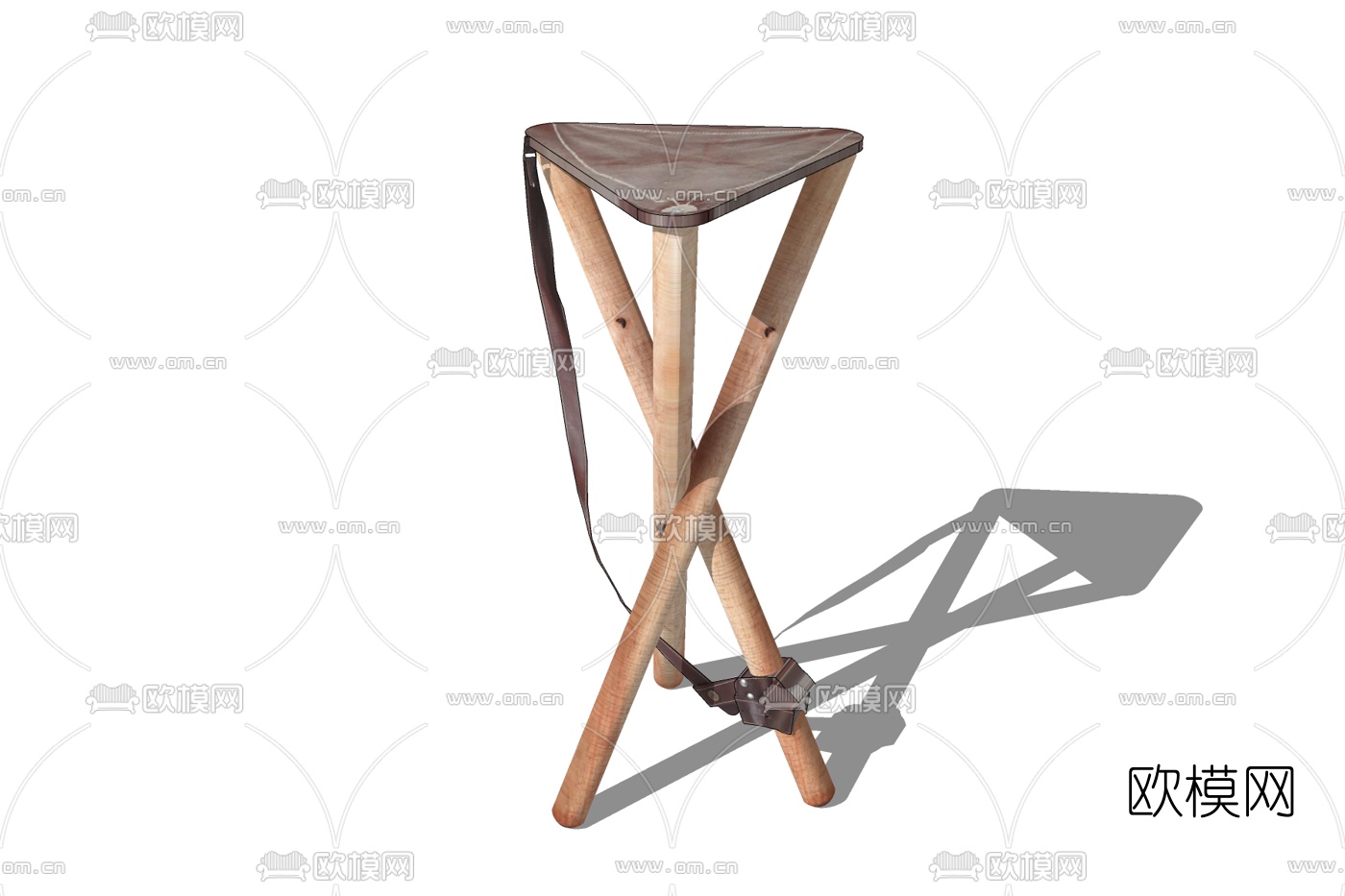 北欧实木皮革边几免费su模型下载