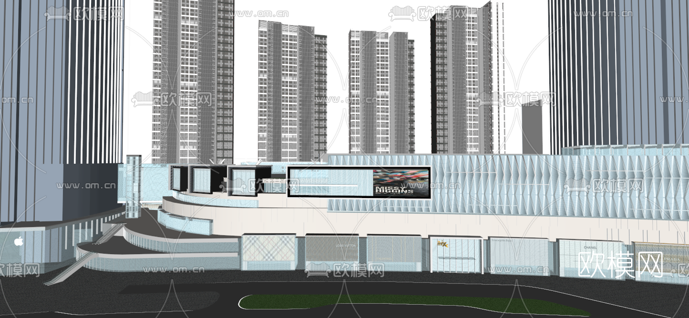 现代商住综合楼su模型