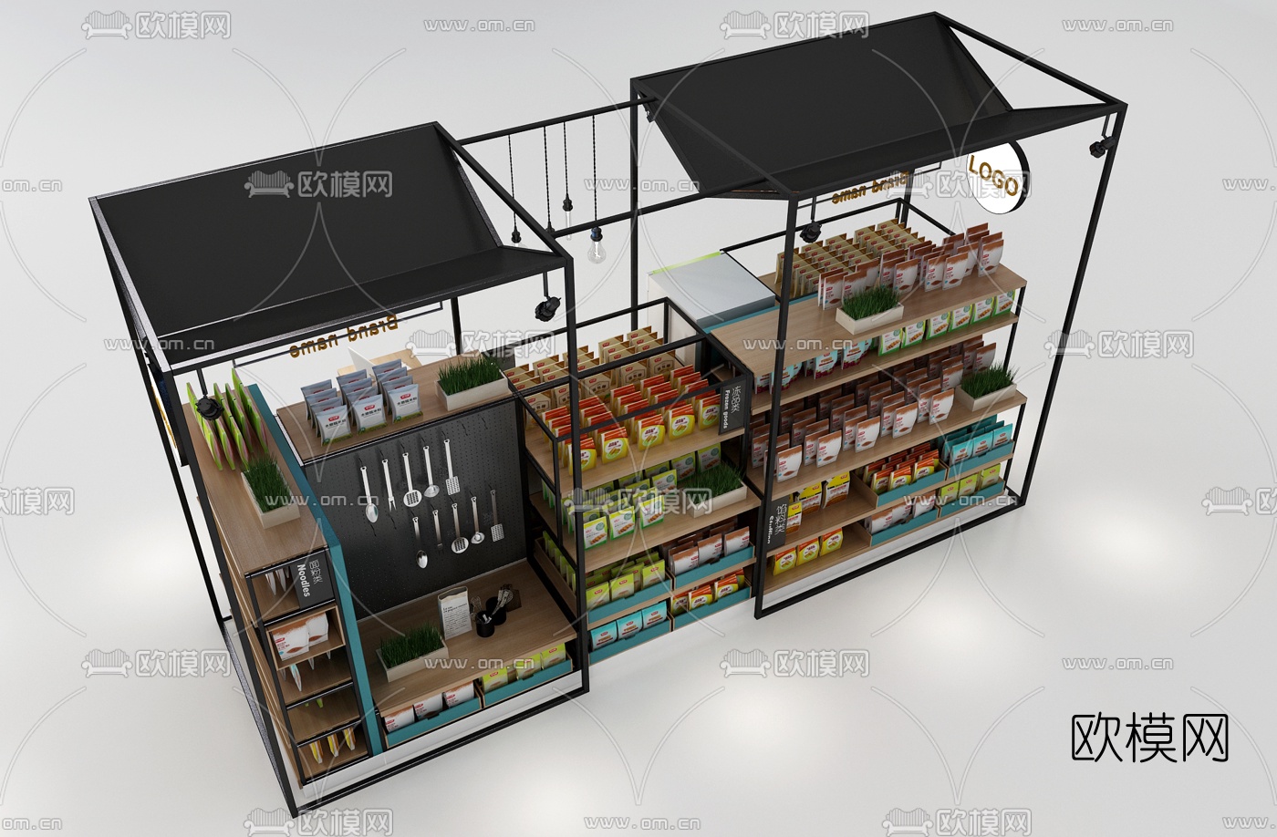 现代时尚货架展柜3d模型下载（渲染图4）