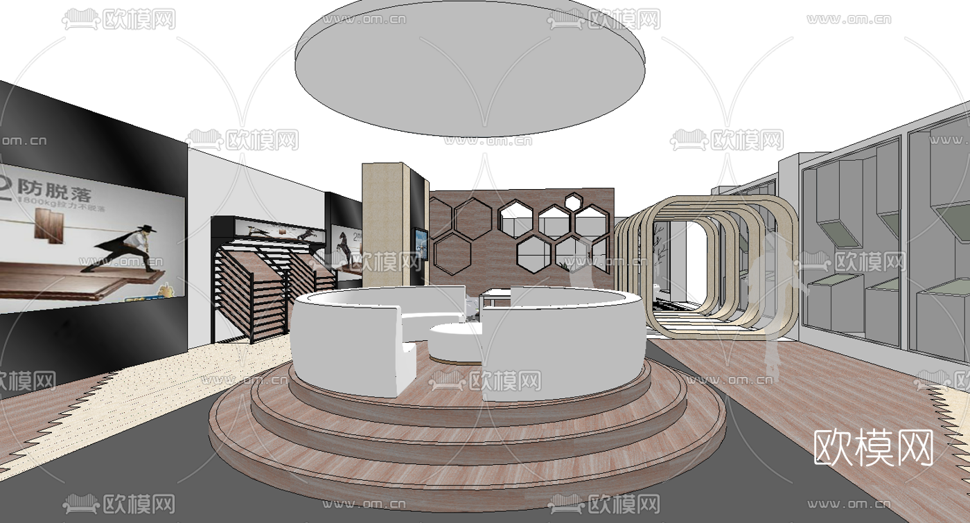 现代地板展厅su模型下载（渲染图1）
