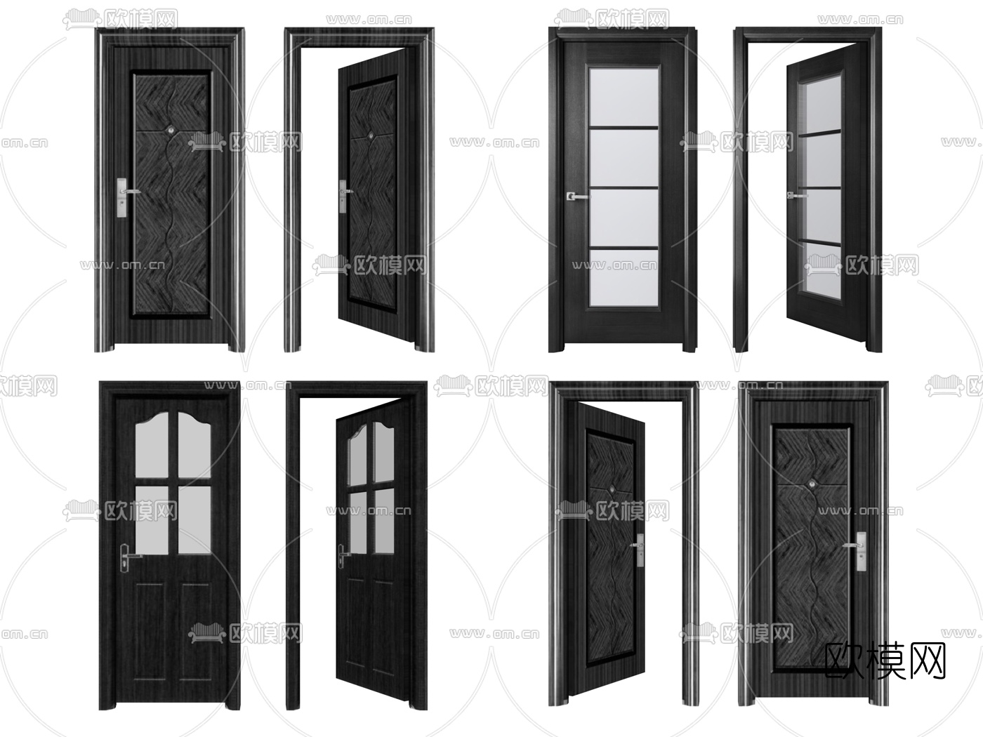 现代玻璃卫生间门su模型下载