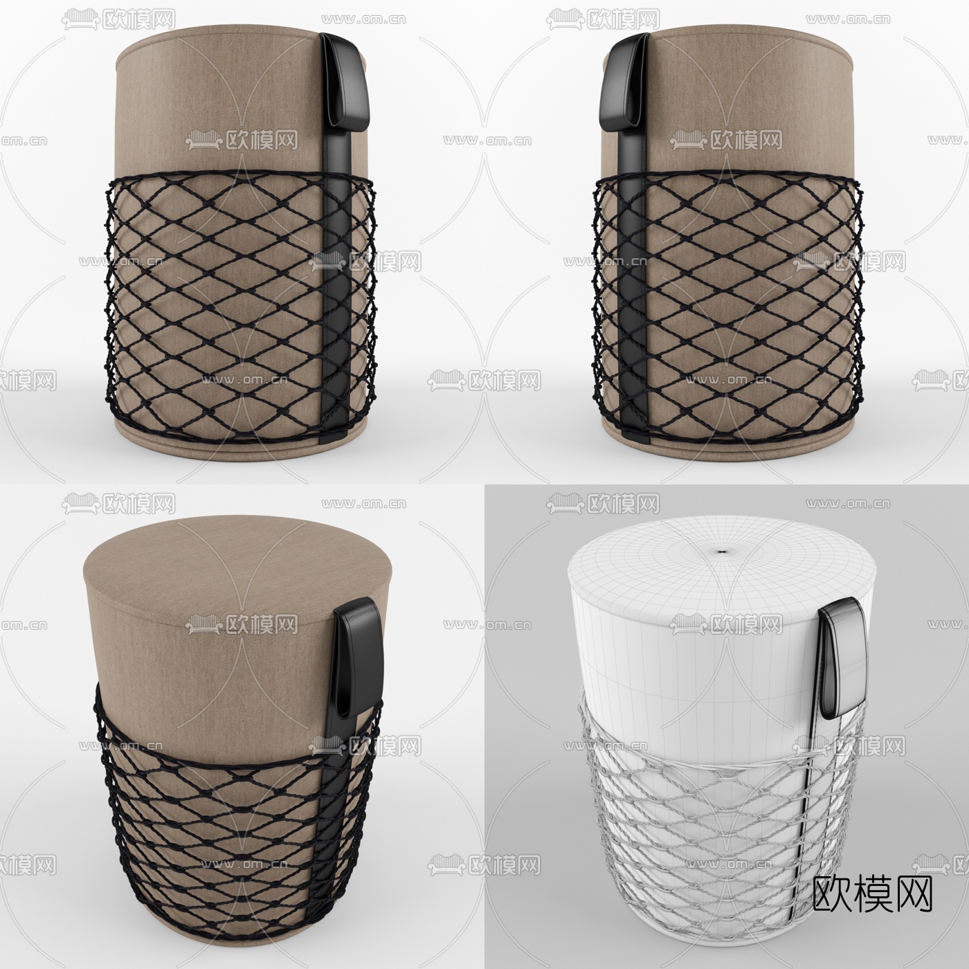 现代布艺圆凳3d模型下载